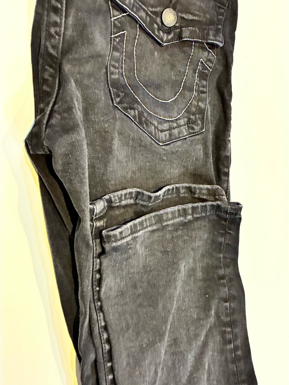 True Religion Men's Skinny Black Washed Jeans
